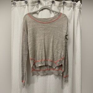 Free People Beach Grey and Pink Trimmed Sweater - Size XS